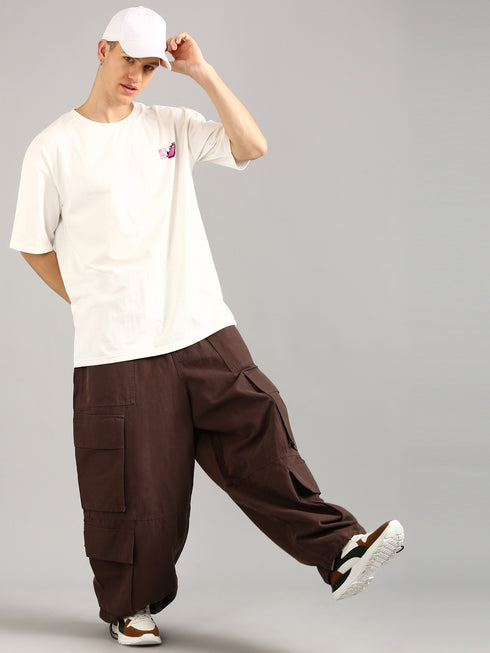 Cream Oversized Printed T-shirt